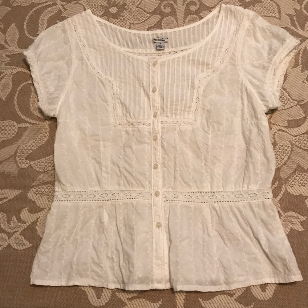American Eagle Boho Peasant-style White Top